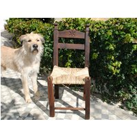 Restaurierter Antiker Stuhl, Holzstuhl, Bauernstuhl, Volkskunstmöbel, Primitiver Landhausstuhl, Schreibtischstuhl, Stuhl Restaurierter Antiker Stuhl, Holzstuhl, Bauernstuhl, Volkskunstmöbel, Primitiver Landhausstuhl, Schreibtischstuhl, Stuhl von CretanPast