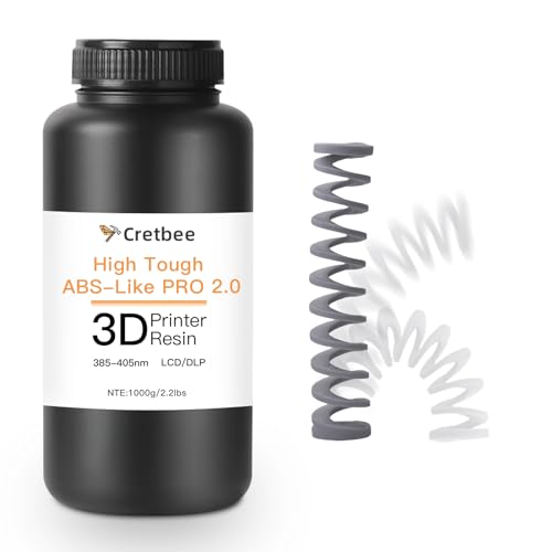 Cretbee 3D-Druckerharz, ABS-ähnliches flexibles Pro 2 3D-Druckharz, verbesserte Festigkeit und Zähigkeit, 405 nm technisches Photopolymerharz für DLP/LCD-3D-Drucker (Light Grey) von Cretbee