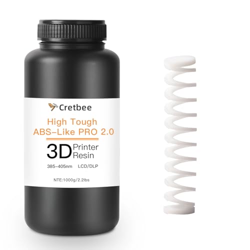 Cretbee 3D-Druckerharz, ABS-ähnliches flexibles Pro 2 3D-Druckharz, verbesserte Festigkeit und Zähigkeit, 405 nm technisches Photopolymerharz für DLP/LCD-3D-Drucker (White) von Cretbee