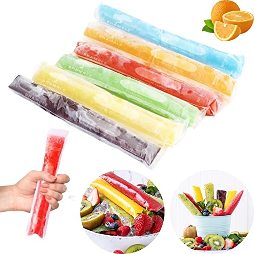 Crethink 50 Stück Einweg-Eisbeutel, auslaufsicherer Eis am Stiel-Maker mit Druckverschluss für Gefrier-Pop, Eis, Süßigkeiten, Joghurt, Saft (28 x 5,5 cm) von Crethink