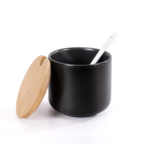 Cretosou Salzbehälter Zuckerdose mit Deckel und Löffel, Zuckerbehälter Salzstreuer mit Deckel Gewürzstreuer Süßstoffspender, Zuckerspender Milch und Zucker Set von Cretosou