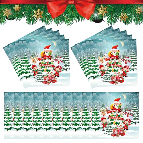 20 Stück Weihnachtsfeier Papier Servietten Frohe Weihnachten Papierservietten Einweg-Tischdekorationsservietten für Winterferien Geburtstage Familienessen Picknick Grillpartyzubehör (Weihnachtsbaum) von Cretvestsar