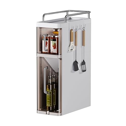 Crevyteg 3 Ebenen Gewürzregale, Küchen Stehend Aufbewahrung Regal mit Schublade Schrank Organizer aus Plastik Hautpflege Organizer Gewürzständer für Küchen, Badezimmer Desktop Aufbewahrung von Crevyteg