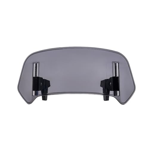 Crevyteg Windabweiser Motorrad, Motorrad Windabweiser Verstellbare Clip-on Windschutzscheibe Spoiler Zubehör, Motorrad Windschild Luftabweiser für die Meisten Motorräder, Roller,Grau 28.5x12cm von Crevyteg