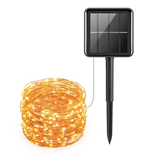 Criacr Solar Lichterkette Aussen, 12M 120 LED Lichterkette Außen, 8 Modi, Lichterkette Solar Außen Wetterfest IP65, Lichterkette für Garten, Terrasse, Balkon, Bäume, Party, Hochzeit Warmweiß von Criacr