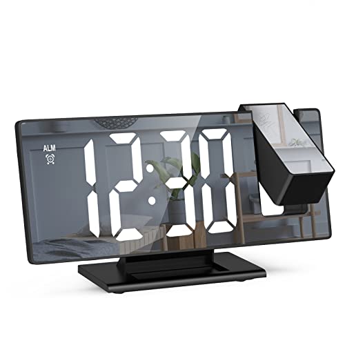 Criacr Projektionswecker, Digitaler Wecker mit Projektion 180 °, LED Spiegel-Wecker mit Große Display, Temperaturanzeige, Wecker Digital mit Snooze, Datum, 3 Helligkeit, für Schlafzimmer Büro von Criacr