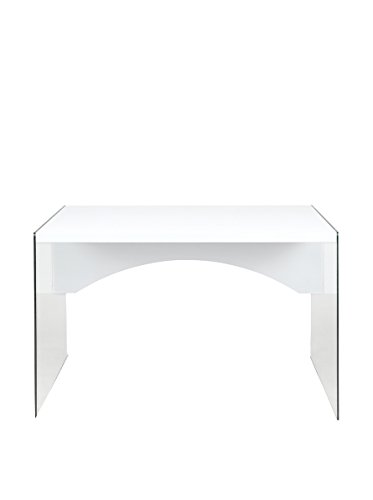 Cribel – Office-Beistelltisch „Pocket“, aus Holz und Sicherheitsglas gefertigt, Farbe: Weiß, Maße: 120 x 80 x 76 cm von Cribel