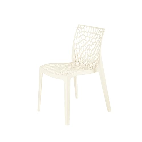 Cribel Petra Stühle aus Polypropylen, cremefarben, stapelbar, für Innen-und Außenbereich, Terrasse und Garten, 4 Stück, 42x51x80 von Cribel