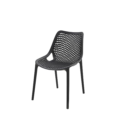 Cribel Set mit 4 Stühlen Braga Plus aus schwarzem Polypropylen, stapelbar, für Innen-und Außenbereich, Terrasse und Garten, 51x56x82 von Cribel