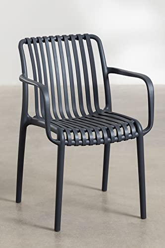 Cribel Set mit 4 Stühlen aus schwarzem Polypropylen, stapelbar, für Innen-und Außenbereich, Terrasse und Garten, 58x57x81 von Cribel