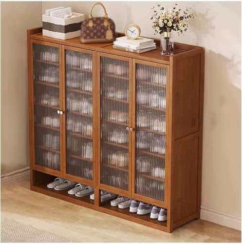 Platzsparender Schuhschrank, großer staubdichter Aufbewahrungsschrank für Flur und Wohnzimmer, stilvolle schwarze Schuhschrank(Braun,117 * 32 * 110CM) von Cribricea