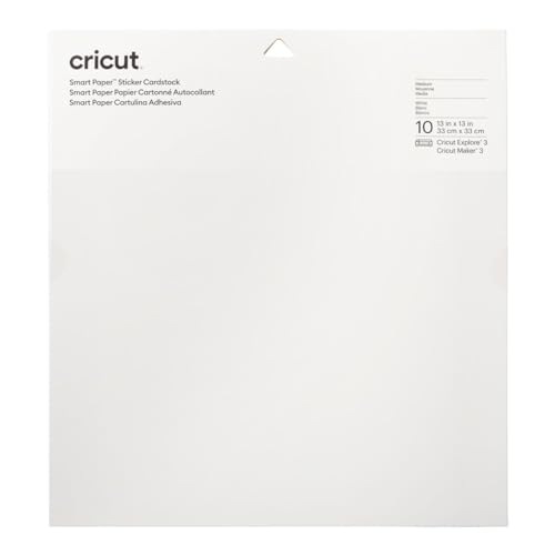 Cricut Smart Paper Sticker Cardstock | 10 sheets | 33cm x 33cm | White von Cricut