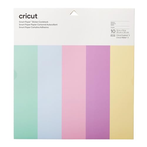 Cricut 2008320 Farbkarton Schnittbreite 30.5cm Pastell Smart Paper Sticker Cardstock | 10 sheets | 33cm x 33cm | Pastels, Papier, 33 x 33 cm von Cricut