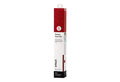 Cricut 2008675 Folie Rot, Glitzereffekt Smart Iron-On Heat-Transfer Vinyl | 1 sheet | 33cm x Glitter Red, PVC, 0.9m (3ft) von Cricut