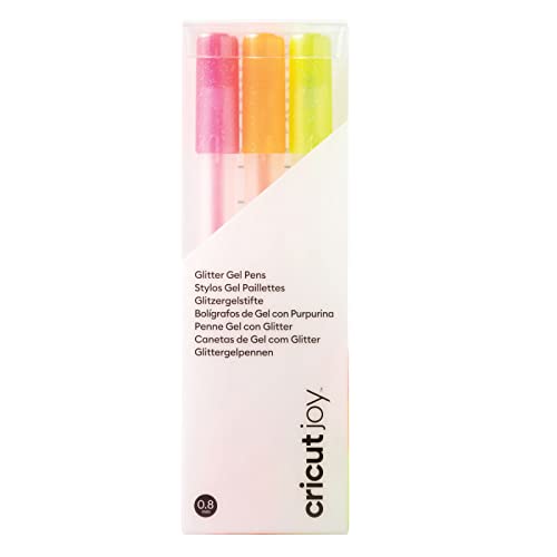 Cricut 2009963 Glitter Gel Pen Set | Neon | Feinpunkt 0,8 mm | 3 Pack | Zur Verwendung Joy, mehrfarbig von Cricut