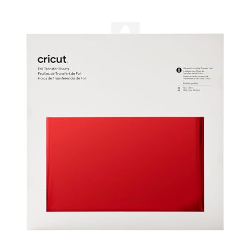 Cricut Transfer Folie | Rot | 30,5 cm x 30,5 cm (12 "x 12") | 8 Blätter | Zur Verwendung mit allen Cricut -Schneidmaschinen. Benötigt Folientransferwerkzeug. von Cricut