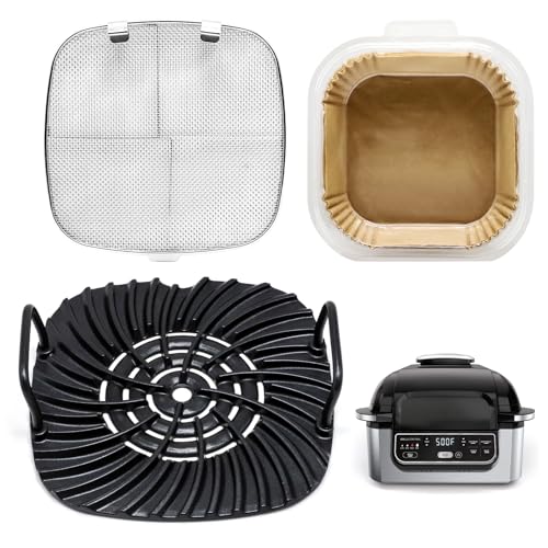 Criditpid Antihaft-Grillrost, Edelstahl-Spritzschutz & Luftfritteusenblätter Liners Kit Ersatzteile für Ninja AG301 AG300 AG302, Air Fryer Zubehör für Foodi 5-in-1 Innengrills Criditpid Antihaft-Grillrost, Edelstahl-Spritzschutz & Luftfritteusenblätter Liners Kit Ersatzteile für Ninja AG301 AG300 AG302, Air Fryer Zubehör für Foodi 5-in-1 Innengrills von Criditpid