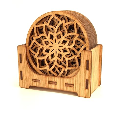 Encanto Mandala: Set mit 12 Untersetzern aus Holz, 9 x 9 cm, Kunst und Schutz für Ihren Tisch von CrisPhy