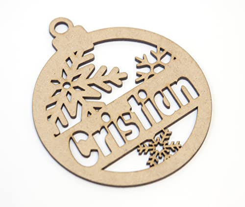 Personalisierte Weihnachtskugeln aus Holz mit Namen Weihnachtsschmuck Ornament Weihnachtsbaum Dekoration (Modell 1) von CrisPhy