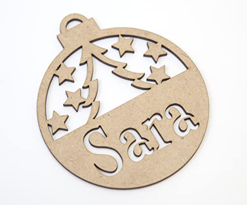 Personalisierte Weihnachtskugeln aus Holz mit Namen Weihnachtsschmuck Ornament Weihnachtsbaum Dekoration (Modell 4) von CrisPhy