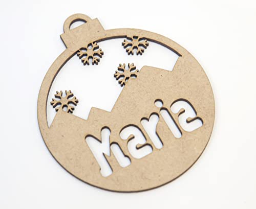 Personalisierte Weihnachtskugeln aus Holz mit Namen Weihnachtsschmuck Ornament Weihnachtsbaum Dekoration (Modell 5) von CrisPhy