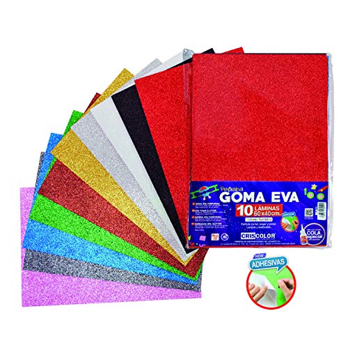 Criscolor 411522 Eva Glitter 60 x 40 cm Aufkleber sortiert, 10 Farben von Criscolor