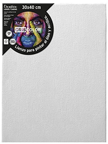 Criscolor 42086 Leinwand zum Bemalen 30 x 40 cm, Baumwolle, weiß, LIENZO PARA PINTAR 30X40CM von Criscolor