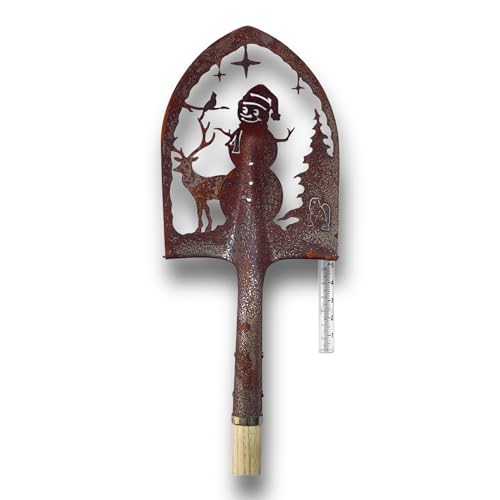 Crispe Edelrost Deko-Schaufel mit Regenmesser - Schneemann - Gartendekoration für außen, Höhe: 180 cm von Crispe home & garden