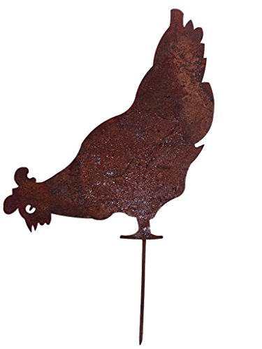 Crispe Gartenstecker Dekoration Edelrost - Huhn pickend- Metall rostige Dekofigur - Höhe 40 cm von Crispe home & garden