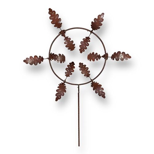 Crispe Home & Garden | Windspiel Gartenstecker Eichenlaub|Höhe 243 cm/Durchmesser Deko 92 cm| Deko Gartenstecker | Gartendekoration Metall | Hochwertig und langlebig von Crispe home & garden
