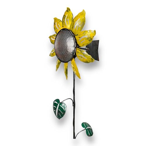 Crispe Home & Garden | Windspiel Gartenstecker Sonnenblume|Höhe 147 cm/Durchmesser Blume 38cm | Deko Gartenstecker | Gartendekoration Metall | Gartendeko Sonnenblume | Hochwertig und langlebig von Crispe home & garden