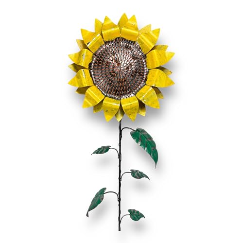 Crispe home & garden | Gartenstecker Sonnenblume|Höhe 148 cm/Durchmesser Blume 42cm | Deko Gartenstecker | Gartendekoration Metall | Gartendeko Sonnenblume | Hochwertig und langlebig von Crispe home & garden