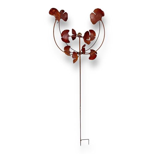 Crispe home & garden Windrad Ginkgo Wirbel | massives Metall Windspiel | Windmühle für den Garten | wetterfest und standfest | mit bestem Kugellager | mit Edelrost-Patina Crispe home & garden Windrad Ginkgo Wirbel | massives Metall Windspiel | Windmühle für den Garten | wetterfest und standfest | mit bestem Kugellager | mit Edelrost-Patina von Crispe home & garden