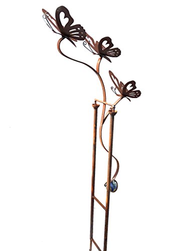 Crispe home & garden massives Edelrost-Windspiel Gartenstecker Figur Schmetterlinge, wetterfest - Höhe 106 cm von Crispe home & garden