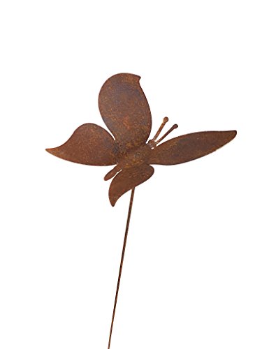 Crispe home & garden massives Edelrost-Windspiel Gartenstecker Figur Schmetterling klein, wetterfest - Höhe 104 cm von Crispe home & garden