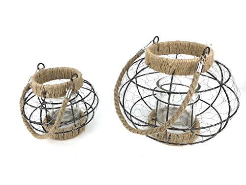 Rustikale Windlichter - 2er Set - aus Drahtgeflecht mit Glas von Crispe home & garden