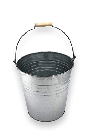 Crispe Hochwertiger Eimer aus Zink mit Holzgriff, Höhe 28 cm von Crispe