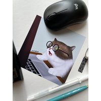 Computer Katze Kunstdruck, 5 X Matte Lustige Kunst, Kleine Wanddekoration, Perfekt Für Schreibtisch, Geschenk Programmierer von CrispyMeowsArt