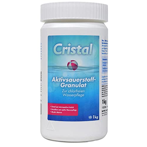 Aktivsauerstoff GRANULAT 1,0 kg | Chlorfreie Wasserdesinfektion | Sanfte und geruchsfreie Alternative zu Chlor | Wirksame Wasserdesinfektion | Benötigt zusätzlich Cristal Aktivsauerstoff Aktivator von Cristal