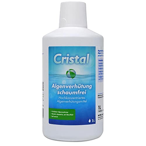 Cristal Algenverhütung 1 l SCHAUMFREI - Verhindert Algenwachstum im Pool - Algenvernichter Algizid Algenschutz - Algezid für Pool & Whirlpool von Cristal