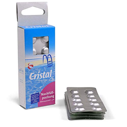 Cristal Pool pH-Wert & Sauerstoff Wassertester - Nachfüllpackung 2 x 30 Rapid Testtabletten- Wasseranalyse - Pooltester manuell von Cristal