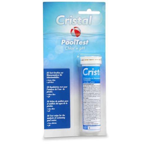 Cristal Pool Test Teststreifen pH Chlor - 50 x Teststreifen zur Wasseranalyse - Schwimmbad Pool Whirlpool - Einfache Handhabung Schnell & zuverlässig von Cristal