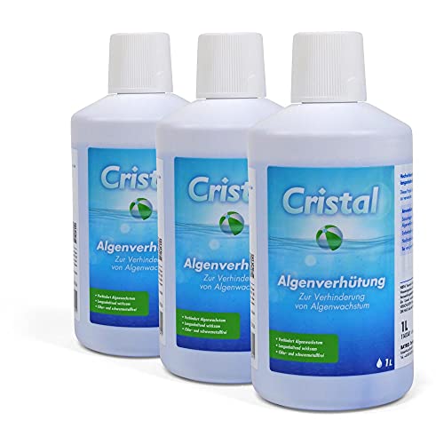 Cristal Pool Algenschutz 3 Liter Sparset - Algenmittel flüssig - Algenvernichter - Algenverhütung - Verhindert Algenwachstum - Algizid - Algezid von Cristal