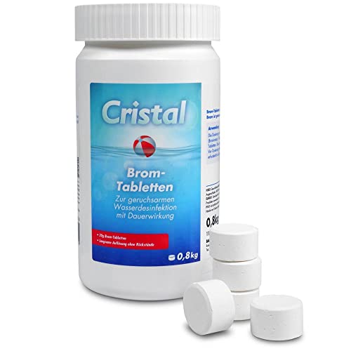 Cristal Bromtabletten (20g) | Geruchsarme und zuverlässige Wasserdesinfektion mit Dauerwirkung | Alternative zu Chlor | Langsam löslich rückstandsfrei | Wirksam wie Chlor | Whirlpool Spa Pool Hot Tub von Cristal