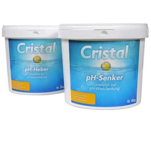 Cristal pH-Heber pH-Senker Granulat Bundle | Schnell lösliches Granulat | Einfache Handhabung | Hohe chemische Reinheit | Einfach dosierbar materialschonend pH Optimierung pH- pH+ 11 Kg von Cristal