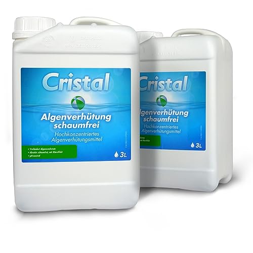 Cristal Algenverhütung SCHAUMFREI - Verhindert Algenwachstum im Poolwasser und hilft Trübstoffe zu entfernen - Geeignet für alle Pools & Schwimmbäder von 1000 bis 80000 Liter - pH-neutral (6 Liter) von Cristal