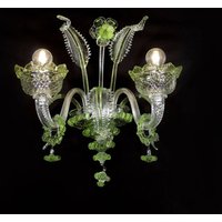 Imperiale Wandleuchte 2 Lichter Kristall Und Farbe von CristalleriaMurano