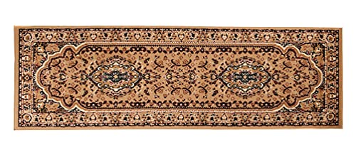 Cristina Carpets SIMBAD Teppich mit Blumenmuster, klassisch, Flur (80 x 300 cm, 951 Beige) von Cristina Carpets