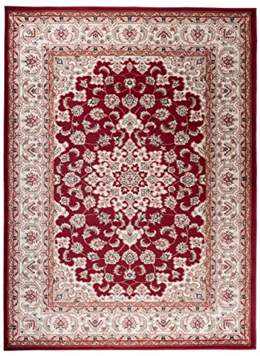 cristina carpets PAMIR Klassischer floraler Teppich für Wohnzimmer, Schlafzimmer (140 x 200 cm, 466 Rot) von Cristina Carpets