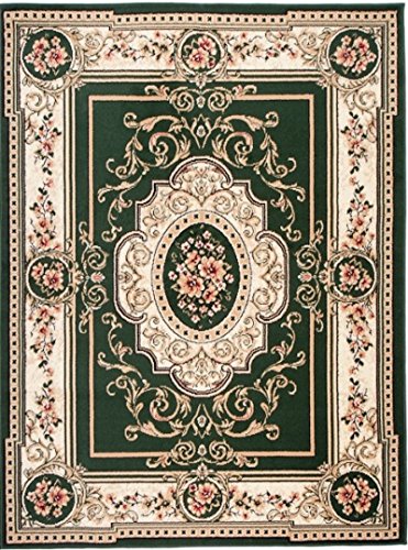 SIMBAD Klassischer Blumenteppich, Wohnzimmer, Wohnzimmer, Kurzflor (60 x 100 cm, 744 Grün) von Cristina Carpets